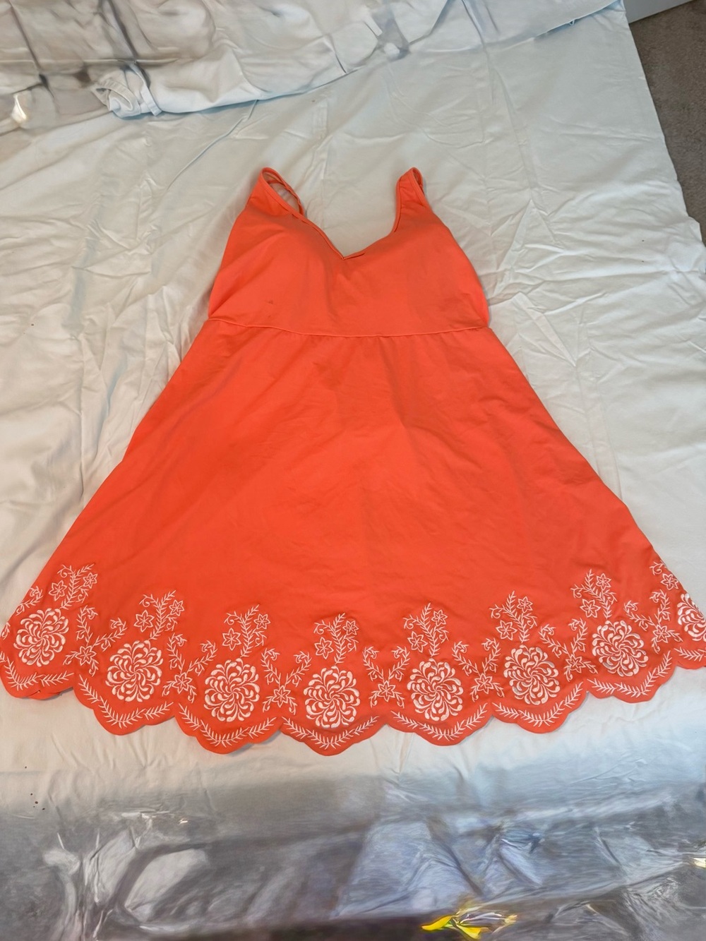 Jessica London size 18 Orange swim dress with white embroidery- New w/o tags